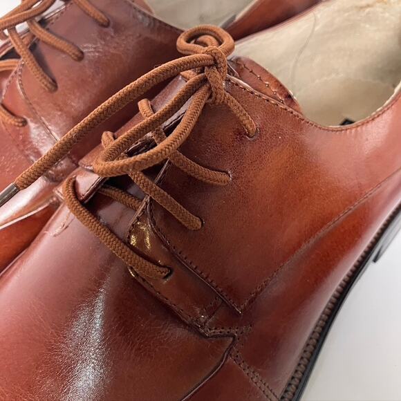 New Stacy Adams Square Toe Lace Up Dress Shoe Men's 10.5 M‎ Cognac Brown - Picture 2 of 15